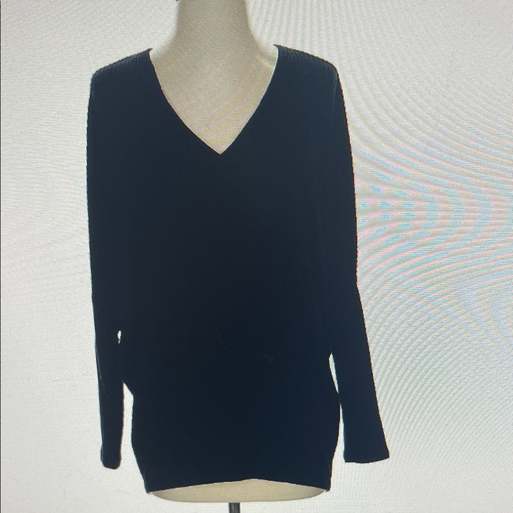 White House Black Market Black V-Neck Sweatshirt
